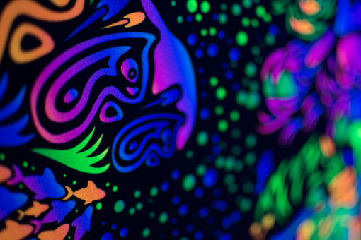 Trippy TV Psychedelic Fluorescent Backdrop UV Tapestry Blacklight Poster UV Details