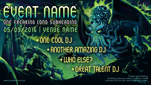 Electric Cthulhu Psychedelic Trance Party Promo Facebook Cover