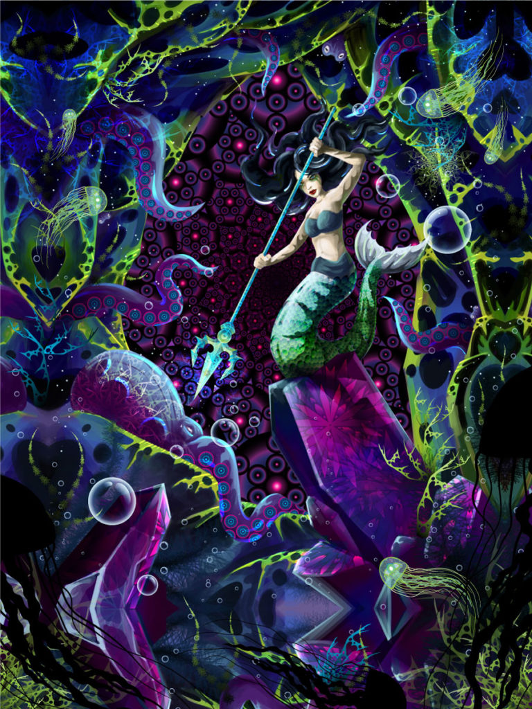 Merr0w Odysseus Album Cover Art Work in Progress - New Mermaid - Digital Painting and Vector Textures
