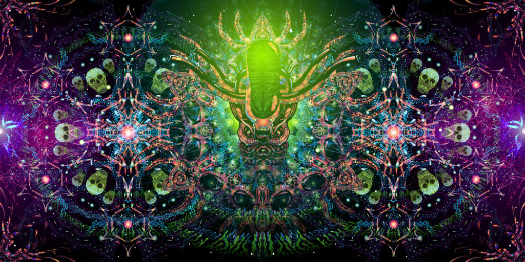 Alien Enlightenment Psychedelic UV-Reactive Tapestry Fluorescent Backdrop