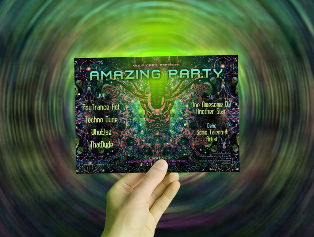 Alien Enlightenment Psychedelic Trance Party Promotion A5 Flyer Mockup