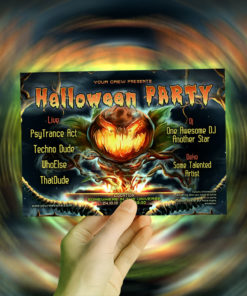 Halloween DJ Psychedelic Trance Party A5 Flyer Mockup