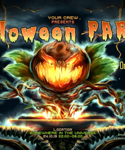 Halloween DJ Psychedelic Trance Party Facebook Event Cover Template