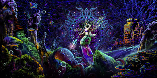 Epic Underwater Kingdom UV Reactive Psychedelic Tapestry Backdrop