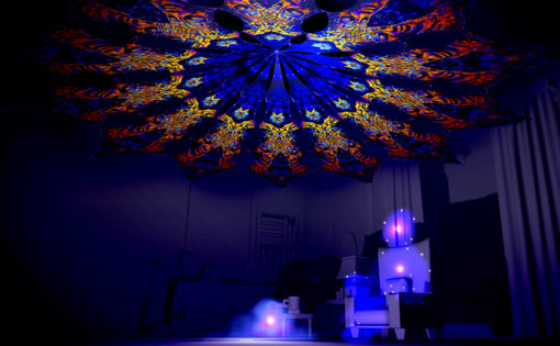 Ocean Psychedelic UV-Reactive Canopy - 12 Petals Set - Golden Buddha Temple Design