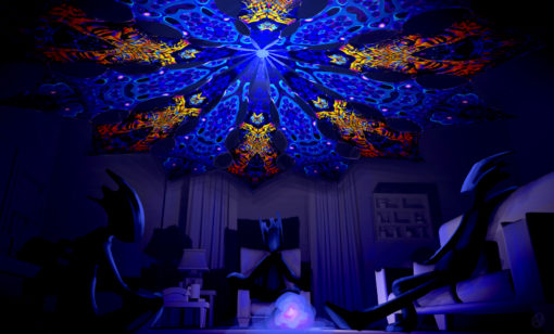 Ocean Psychedelic UV-Reactive Canopy - 12 Petals Set - Golden Buddha Temple and Deep Sea Designs