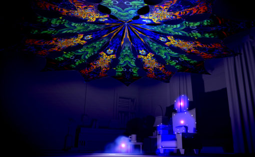 Ocean Psychedelic UV-Reactive Canopy - 12 Petals Set - Golden Buddha Temple and Emerald Buddha Temple Designs