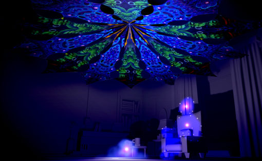 Ocean Psychedelic UV-Reactive Canopy - 12 Petals Set - Deep Sea and Emerald Buddha Temple Designs