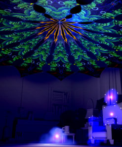 Ocean Psychedelic UV-Reactive Canopy - 12 Petals Set - Emerald Buddha Temple Design