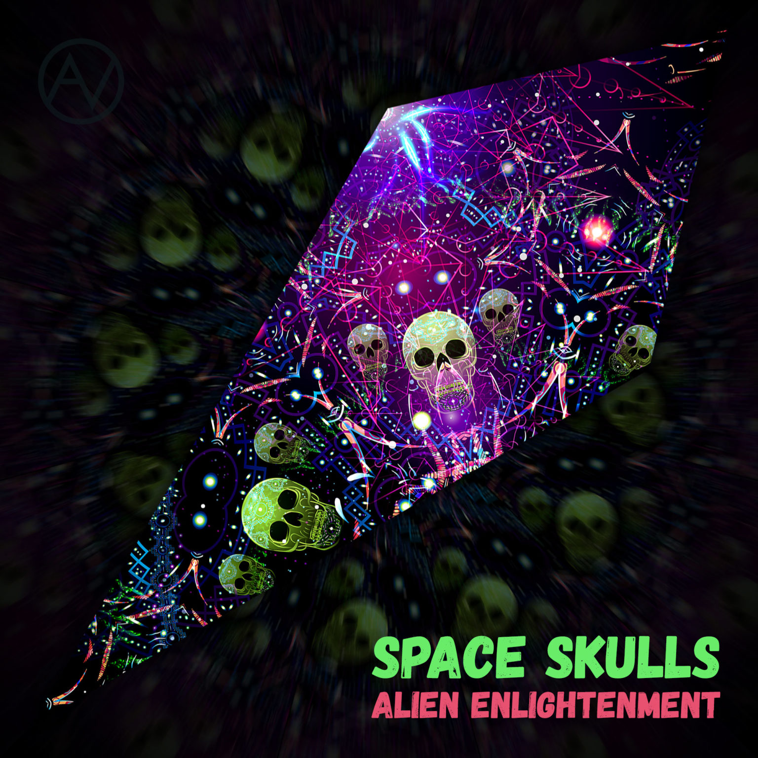 Alien Enlightenment - Psychedelic UV-Reactive Canopy - Petal Design - "Space Skulls"