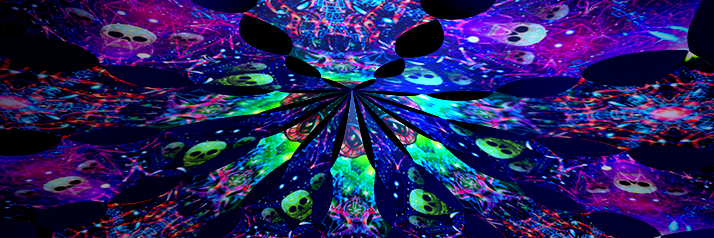 Space Skulls and Alien Galaxy Canopy Petal Design UV-Reactive Print