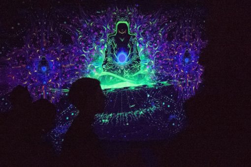 Enlightenment - 3 Adepts Version - Psychedelic UV-Reactive Tapestry - During the party