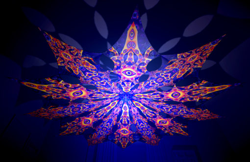 Abracadabra - Big Star & Two Stars Psychedelic UV-Reactive Canopy - 12 Petals Set