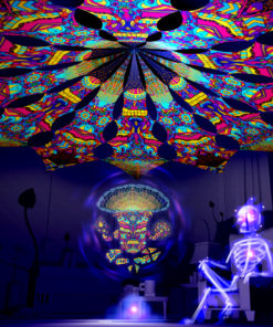 Magic Mushroom God - GeoShroom & Spirit Monkey - Psychedelic UV-Reactive Canopy