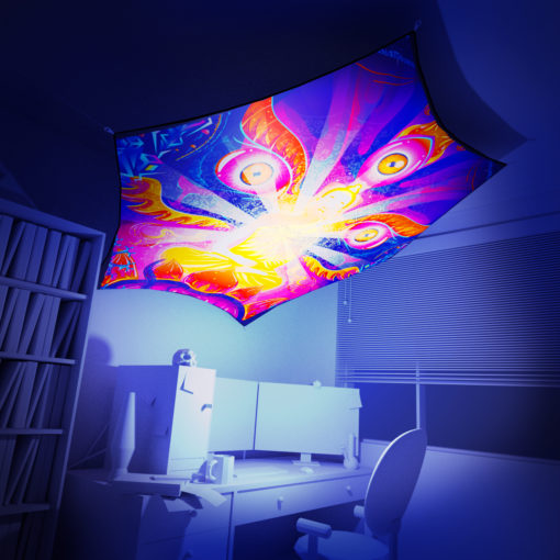 Frozen Corals - Hexagon - Stretchable UV-Print on Lycra Design - 3D Interior Preview