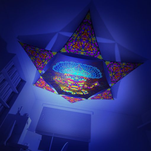 Mushroom God - Hexagon and 6 Triangles Pack - Psychedelic UV-Reactive Canopy Set - 3D preview
