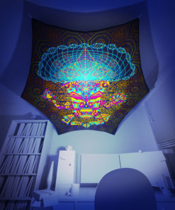 Mushroom God - Hexagon - Stretchable UV-Print on Lycra Design - 3D Interior Preview