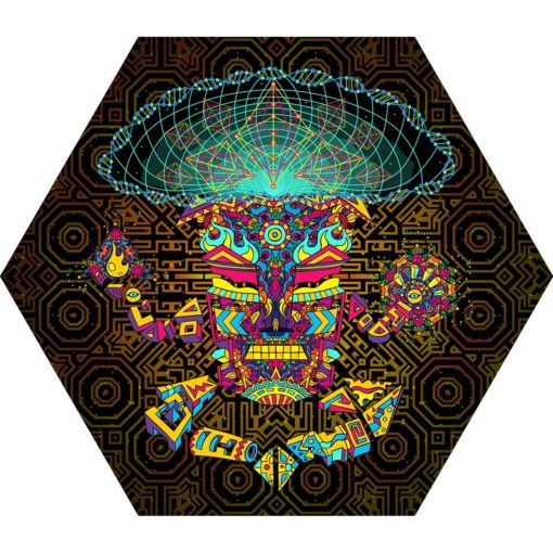 Mushroom God - Hexagon - Stretchable UV-Print on Lycra Design