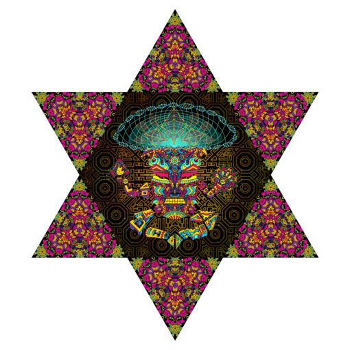 Mushroom God - Hexagon and 6 Triangles - Stretchable UV-Print on Lycra Design