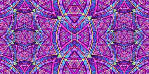 Purple Glass Fractal - Psychedelic UV-Reactive Tapestry Backdrop Wall Hanging Art