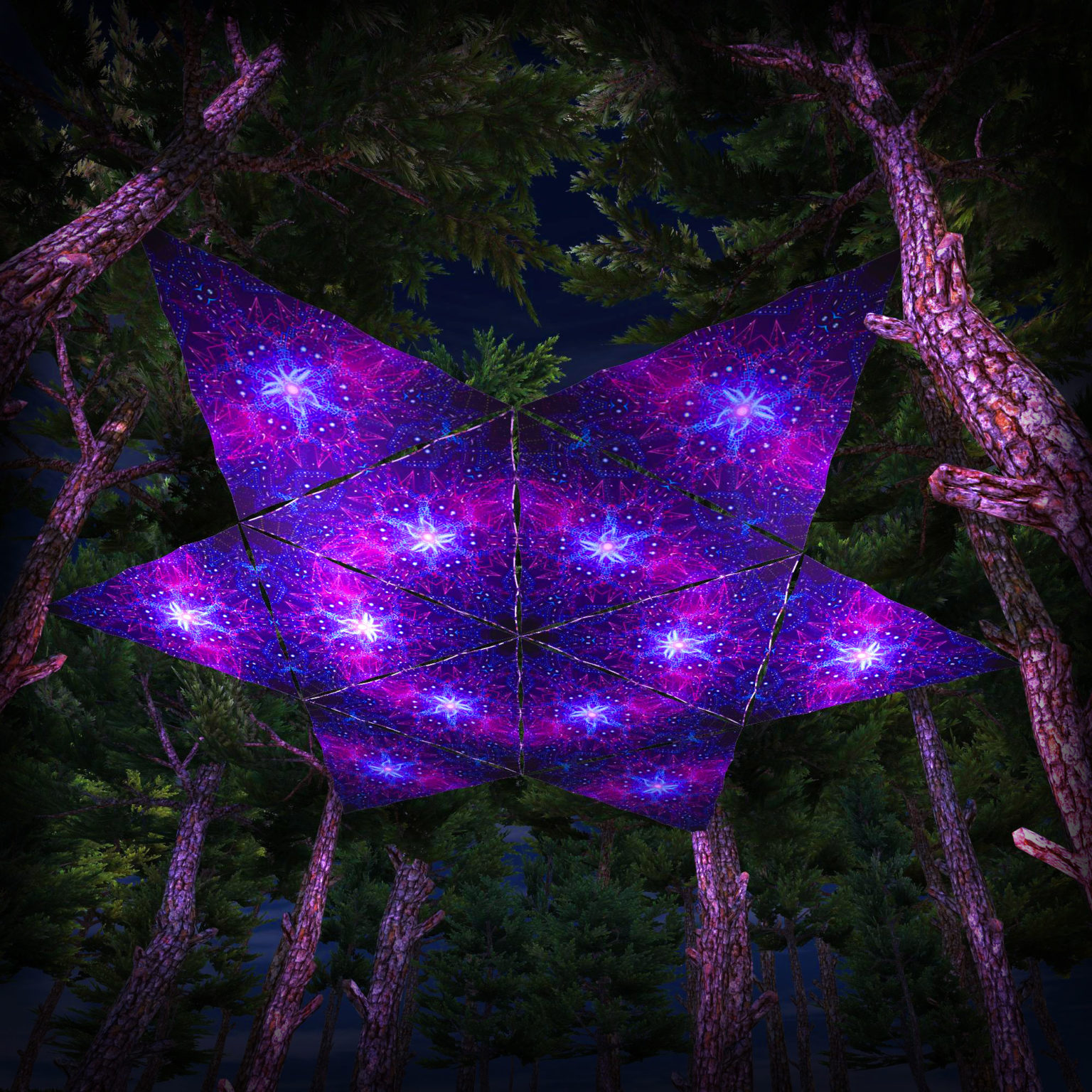 Enlightenment UV-Triangles - TR03 - 12 Pieces - UV-Reactive Psychedelic Party Decoration - 3D Preview