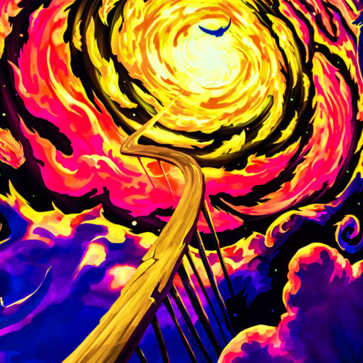 Trip to Nebula - Psychedelic Fluorescent UV-Reactive Backdrop Tapestry Blacklight Wall Hanging - Details