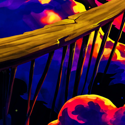 Trip to Nebula - Psychedelic Fluorescent UV-Reactive Backdrop Tapestry Blacklight Wall Hanging - Details
