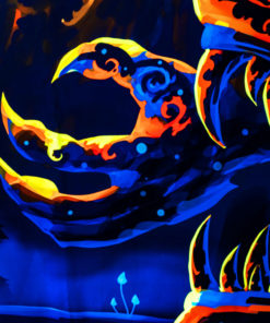 Magic Mushroom Werewolves Psychedelic Fluorescent UV-Reactive Backdrop Tapestry Blacklight Wall Hanging - Details