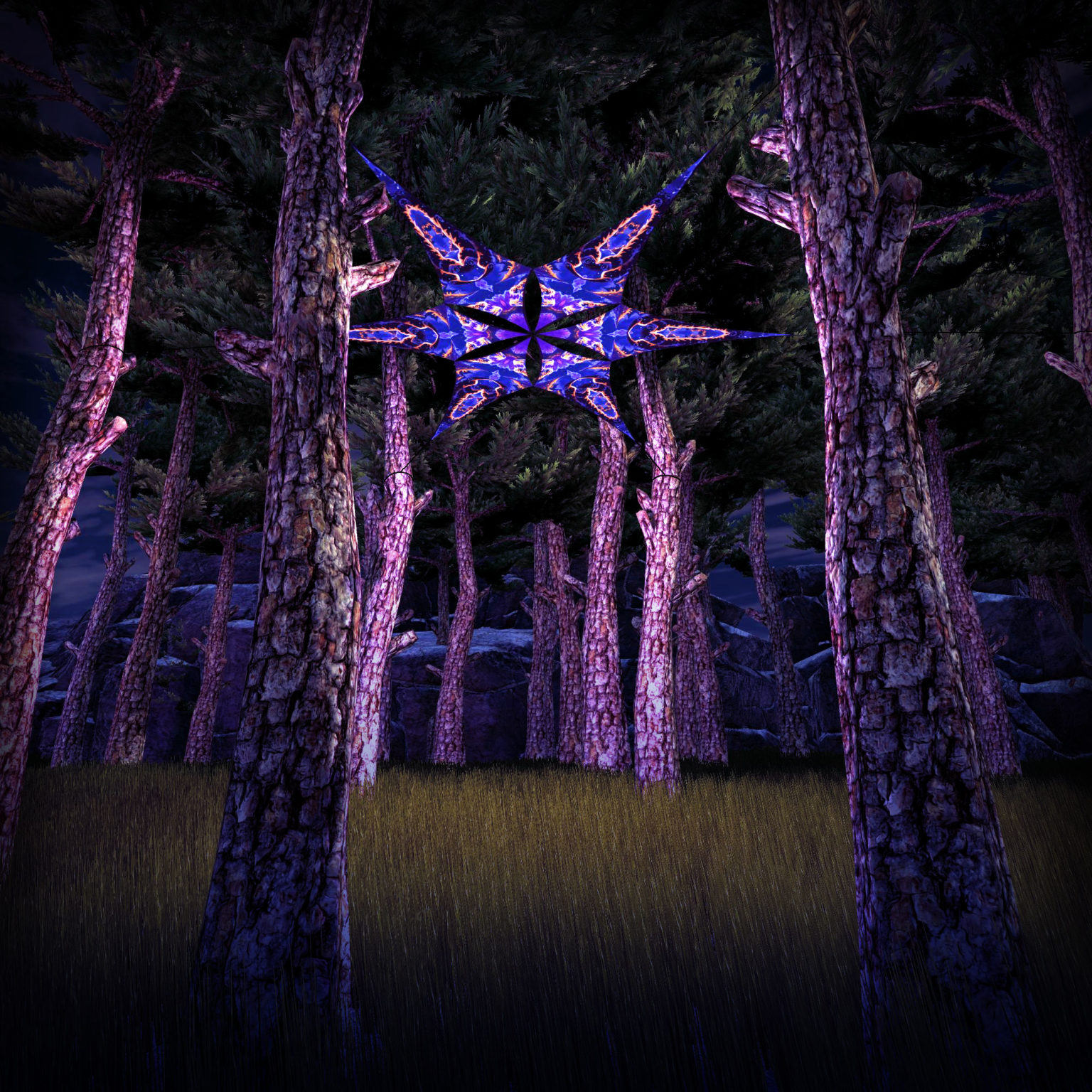 Forest - Psychedelic UV-Reactive Canopy - 6 petals set - 3D-Preview