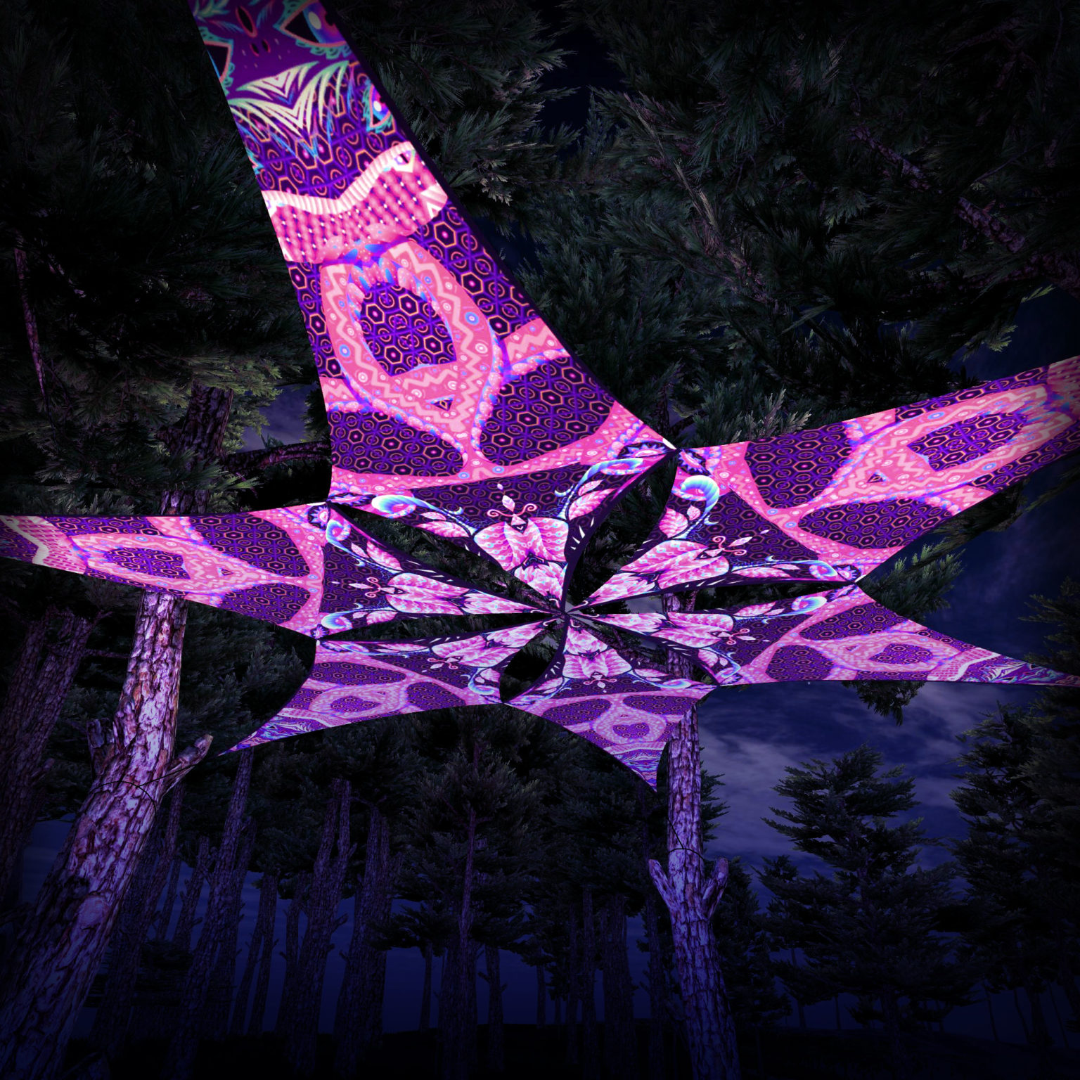 Trippy Scales - Psychedelic UV-Reactive Canopy - 6 petals set - 3D-Preview