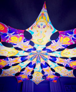 Lord Ganesha Psychedelic UV-Reactive Canopy - 12 petals set - Ganesha Blessing & Electric Madness