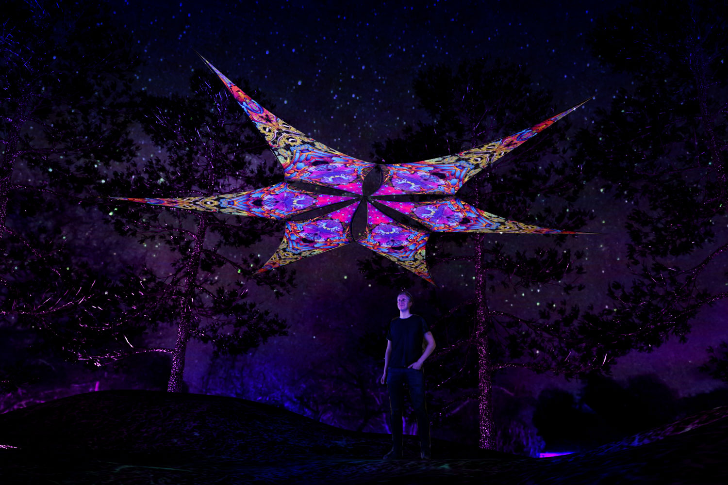Monkeys - Psychedelic UV-Reactive Ceiling Decoration Canopy 6 Petals