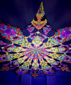 Lord Hanuman Psychedelic UV-Reactive Canopy - 12 petals set - Temples & Monkeys