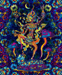 Kali in Acidland - Trippy Tapestry UV-Reactive Psychedelic Backdrop Wall Hanging