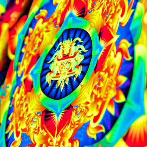 Aztec Mushroom Mandala - Trippy Tapestry - Psychedelic UV-Reactive Backdrop - Wall Hanging - Details