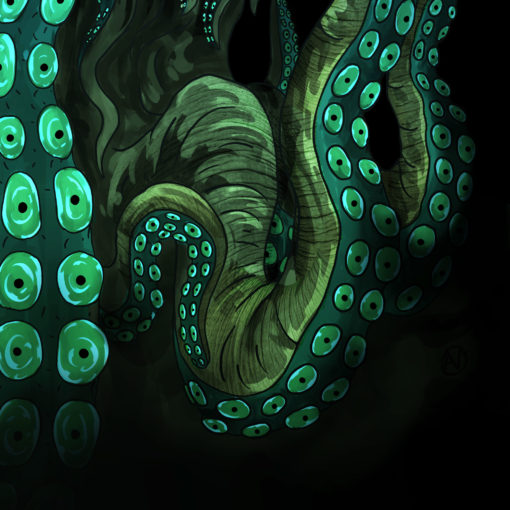 Cthulhu the Old One - Psychedelic Fluorescent UV-Reactive Backdrop Trippy Tapestry Blacklight Wall Hanging - Details