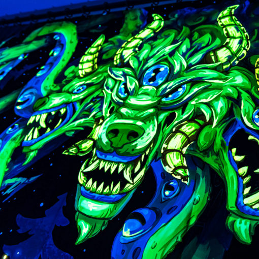 Shub-Niggurath - Psychedelic Fluorescent UV-Reactive Backdrop Tapestry Blacklight Wall Hanging - Details