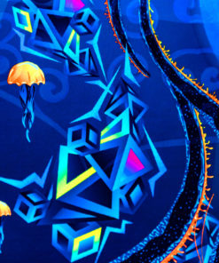 Ocean Buddha Mandala Psychedelic Fluorescent UV-Reactive Backdrop Tapestry Blacklight Wall Hanging - Details