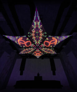 Jungle Snakes - Hexagram - 3 "JS-DM01" and 3 "JS-DM02" UV-Diamonds - Psychedelic UV-Canopy - 3D-Preview - Club
