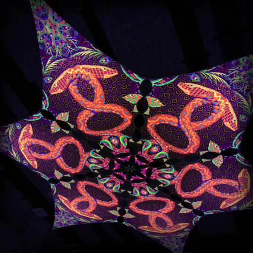 Jungle Snakes - Hexagram - 6 "JS-DM01" UV-Diamonds - Psychedelic UV-Canopy - 3D-Preview - Club