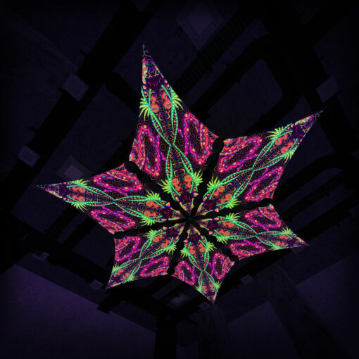 Jungle Snakes - Hexagram - 6 "JS-DM03" UV-Diamonds - Psychedelic UV-Canopy - 3D-Preview - Club
