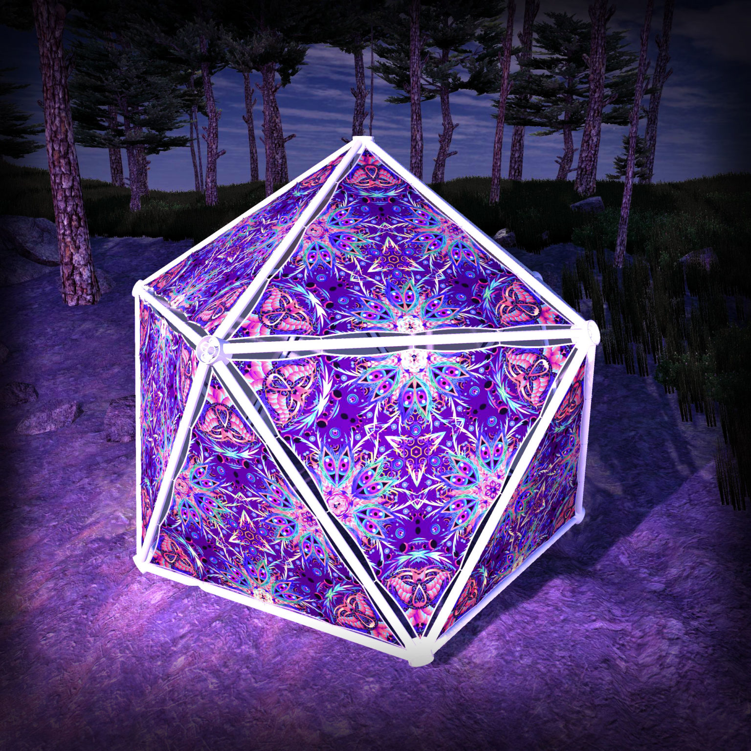 Jungle Snakes UV-Triangles - TR02 - Geodome - UV-Reactive Psychedelic Party Decoration - 3D Preview