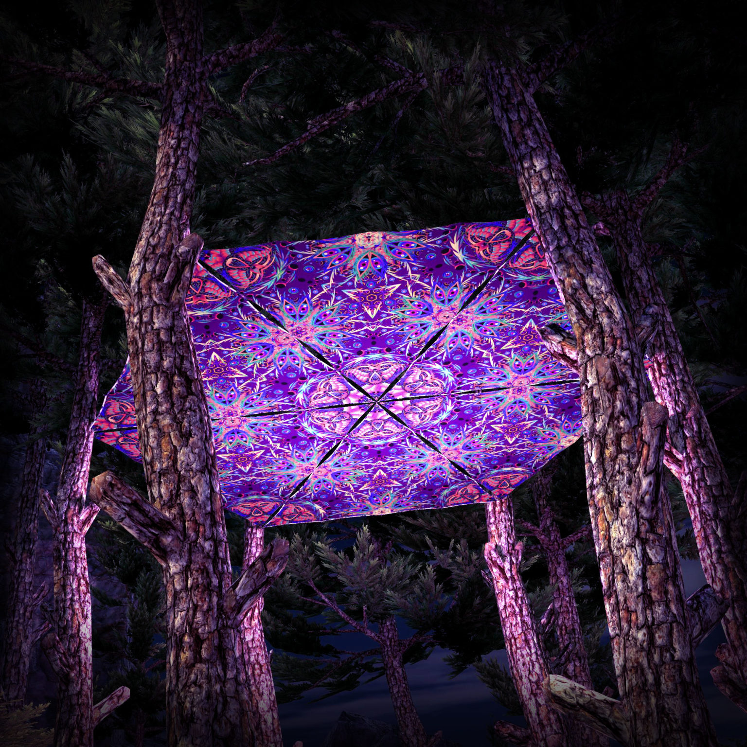 Jungle Snakes UV-Triangles - TR02 - 6 Pieces - UV-Reactive Psychedelic Party Decoration - 3D Preview