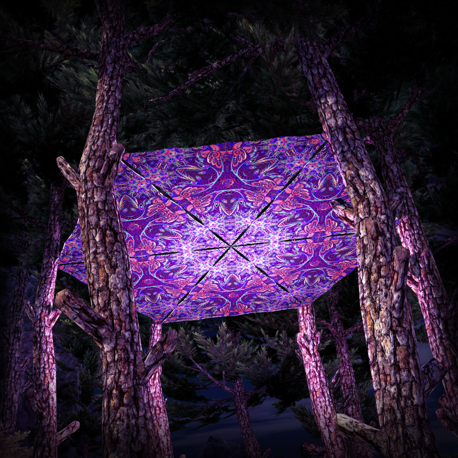 Jungle Snakes UV-Triangles - TR03 - 6 Pieces - UV-Reactive Psychedelic Party Decoration - 3D Preview