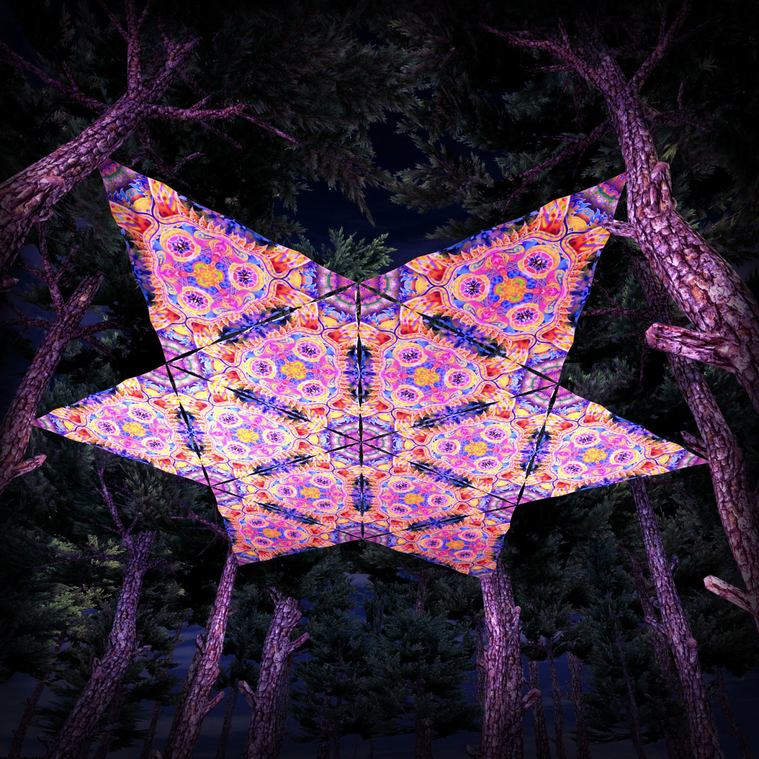 Barong UV-Triangles - TR01 - 12 Pieces - UV-Reactive Psychedelic Party Decoration - 3D Preview