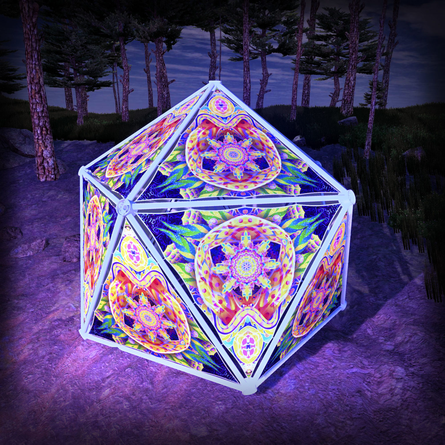 Barong UV-Triangles - TR02 - Geodome - UV-Reactive Psychedelic Party Decoration - 3D Preview