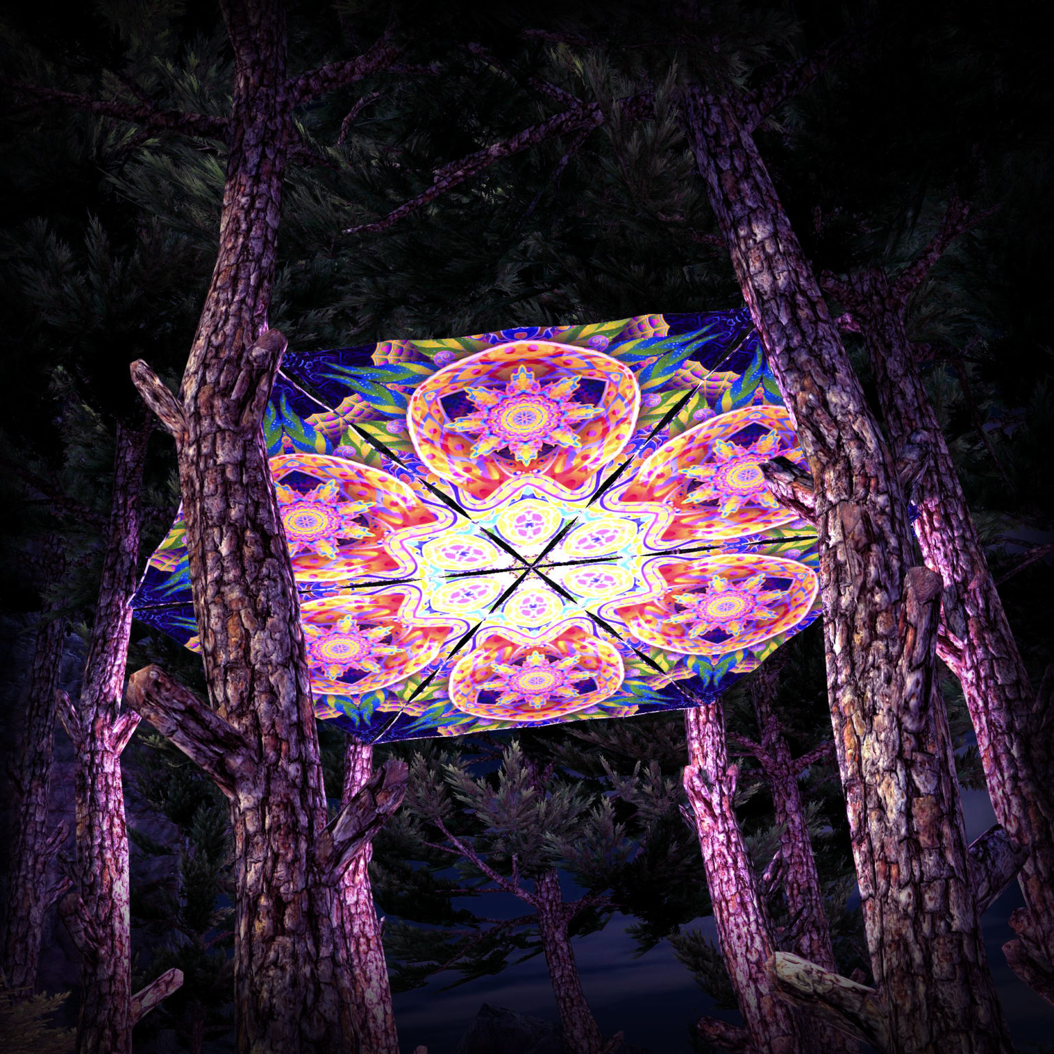 Barong UV-Triangles - TR02 - 6 Pieces - UV-Reactive Psychedelic Party Decoration - 3D Preview