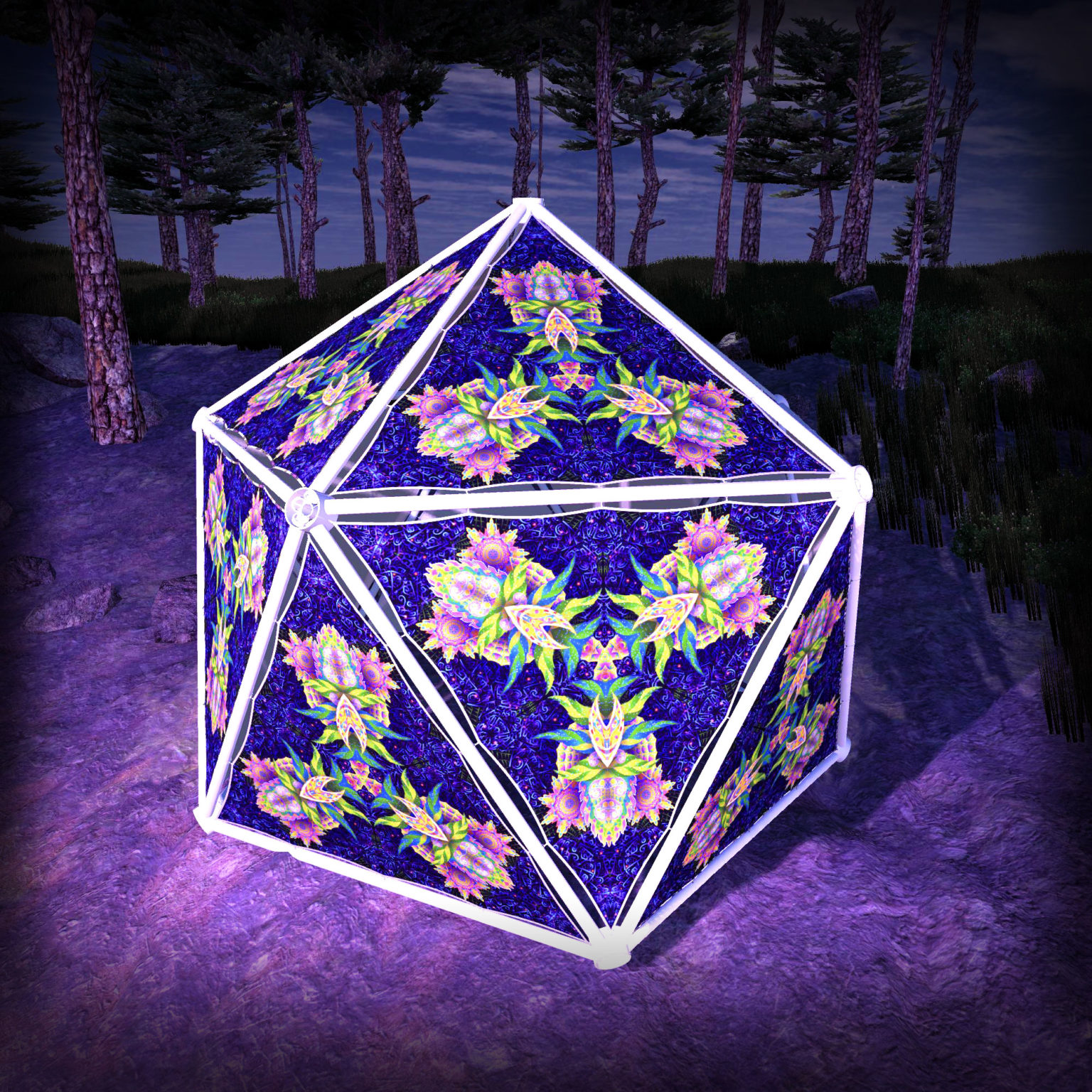 Barong UV-Triangles - TR03 - Geodome - UV-Reactive Psychedelic Party Decoration - 3D Preview