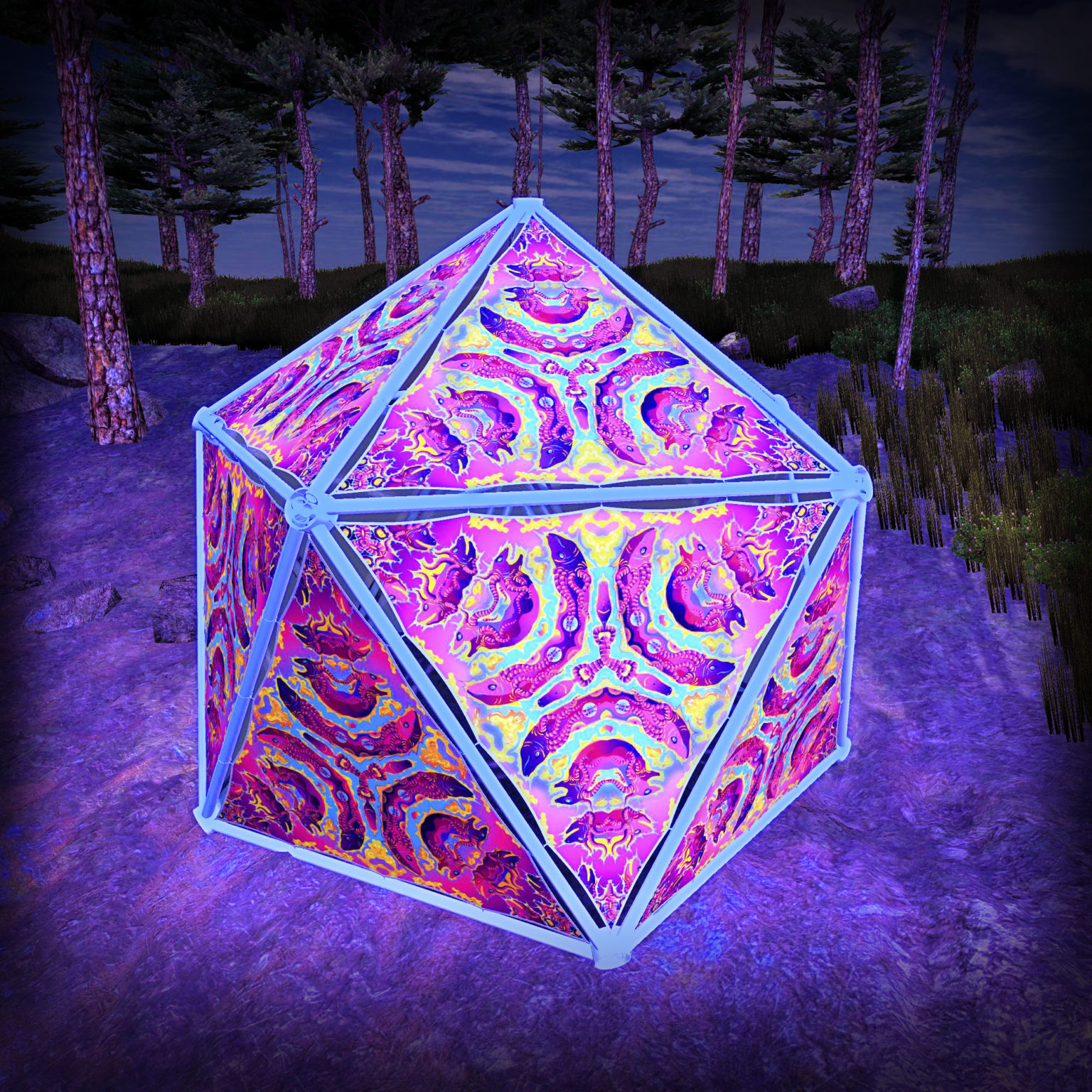 Lord Ganesha UV-Triangles - TR02 - Geodome - UV-Reactive Psychedelic Party Decoration - 3D Preview