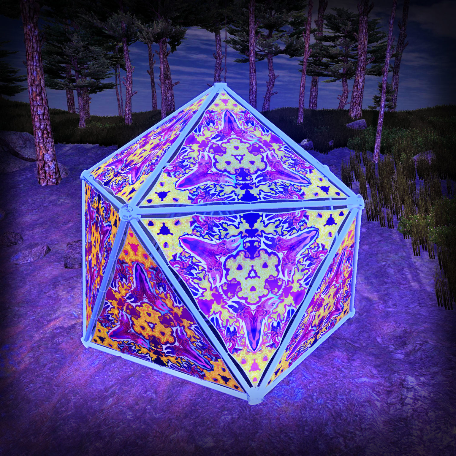 Lord Ganesha UV-Triangles - TR03 - Geodome - UV-Reactive Psychedelic Party Decoration - 3D Preview